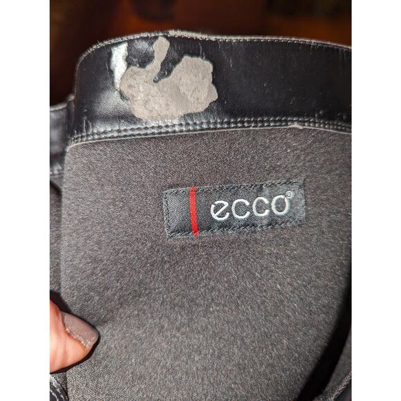Ecco Women's Black Leather Tall Riding Boot Wingtip Detail Side Zipper Size 37 - Picture 6 of 9